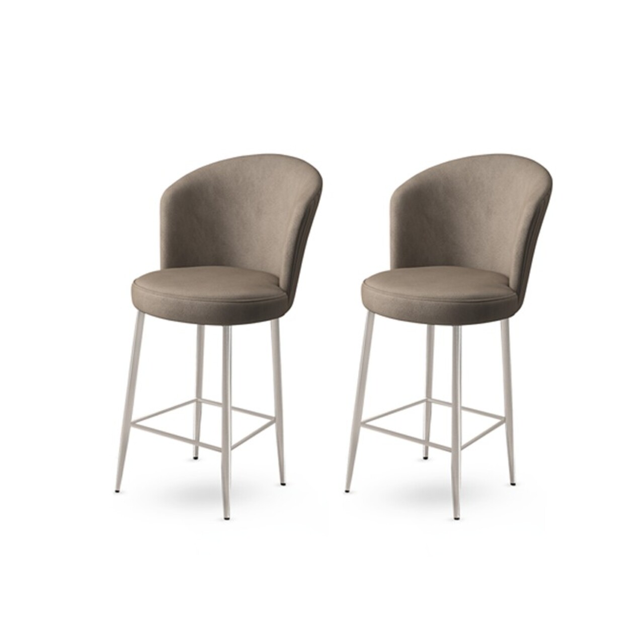 Set scaun de bar (2 bucăți), Hanah Home, Fora, Cappuccino / Chrome - imagine 3